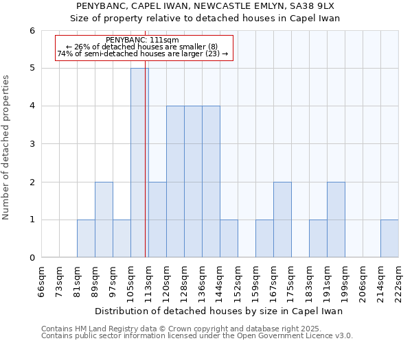 PENYBANC, CAPEL IWAN, NEWCASTLE EMLYN, SA38 9LX: Size of property relative to detached houses houses in Capel Iwan