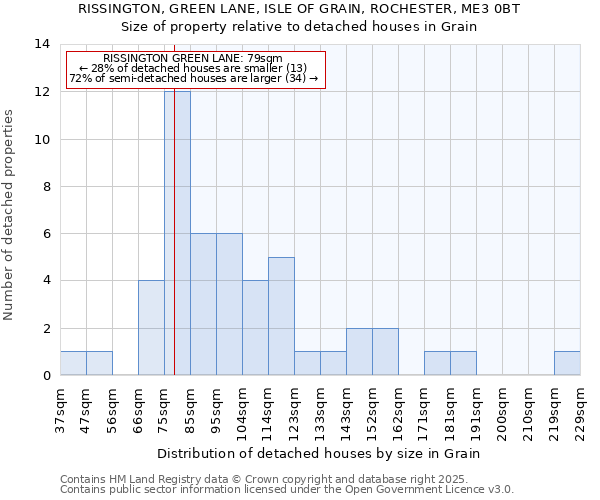 RISSINGTON, GREEN LANE, ISLE OF GRAIN, ROCHESTER, ME3 0BT: Size of property relative to detached houses houses in Grain