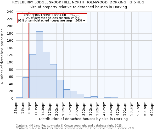 ROSEBERRY LODGE, SPOOK HILL, NORTH HOLMWOOD, DORKING, RH5 4EG: Size of property relative to detached houses houses in Dorking