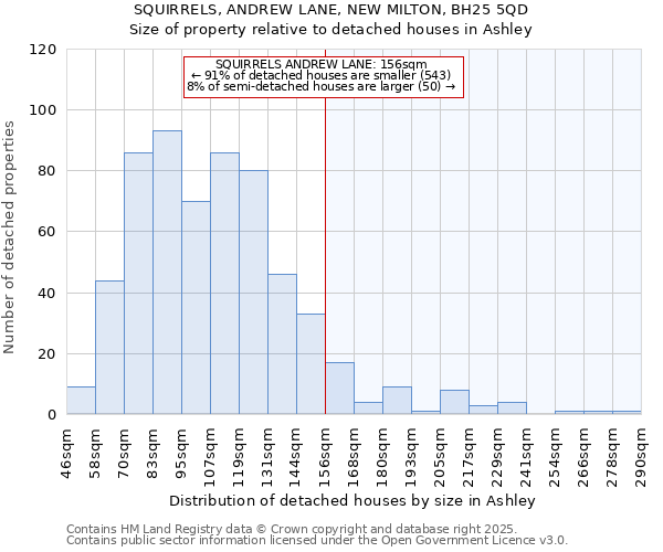 SQUIRRELS, ANDREW LANE, NEW MILTON, BH25 5QD: Size of property relative to detached houses houses in Ashley