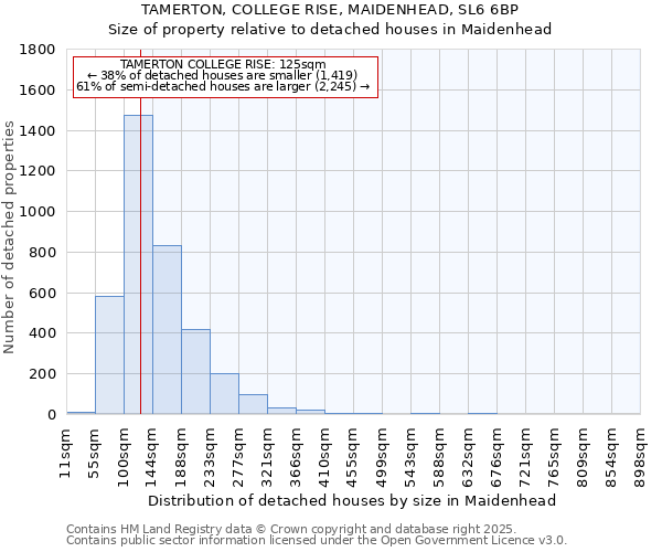 TAMERTON, COLLEGE RISE, MAIDENHEAD, SL6 6BP: Size of property relative to detached houses houses in Maidenhead