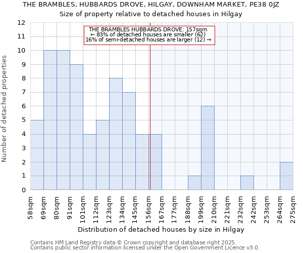 THE BRAMBLES, HUBBARDS DROVE, HILGAY, DOWNHAM MARKET, PE38 0JZ: Size of property relative to detached houses houses in Hilgay