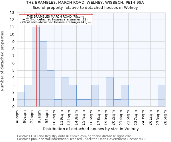 THE BRAMBLES, MARCH ROAD, WELNEY, WISBECH, PE14 9SA: Size of property relative to detached houses houses in Welney