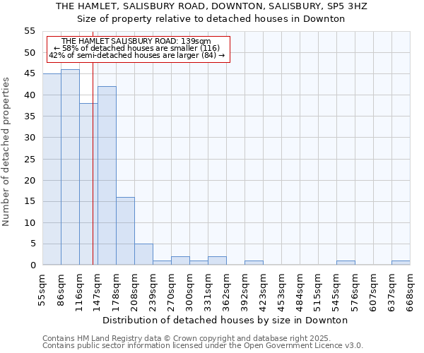 THE HAMLET, SALISBURY ROAD, DOWNTON, SALISBURY, SP5 3HZ: Size of property relative to detached houses houses in Downton