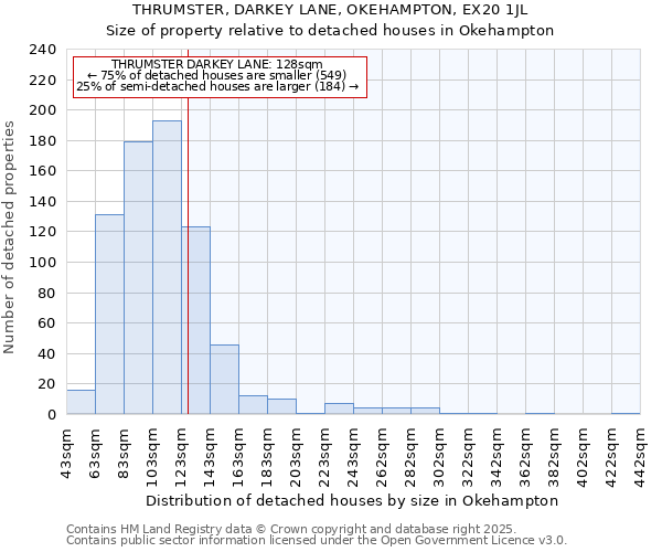 THRUMSTER, DARKEY LANE, OKEHAMPTON, EX20 1JL: Size of property relative to detached houses houses in Okehampton