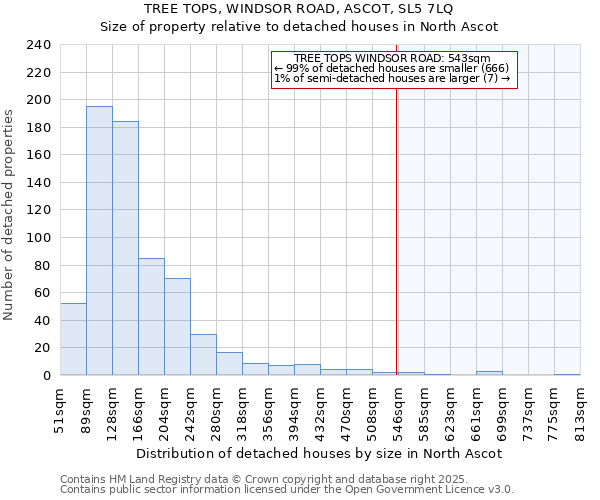 TREE TOPS, WINDSOR ROAD, ASCOT, SL5 7LQ: Size of property relative to detached houses houses in North Ascot