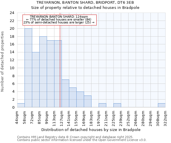 TREYARNON, BANTON SHARD, BRIDPORT, DT6 3EB: Size of property relative to detached houses houses in Bradpole