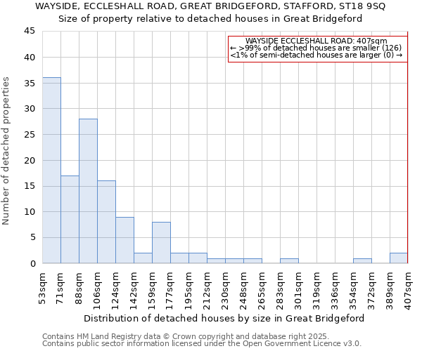 WAYSIDE, ECCLESHALL ROAD, GREAT BRIDGEFORD, STAFFORD, ST18 9SQ: Size of property relative to detached houses houses in Great Bridgeford
