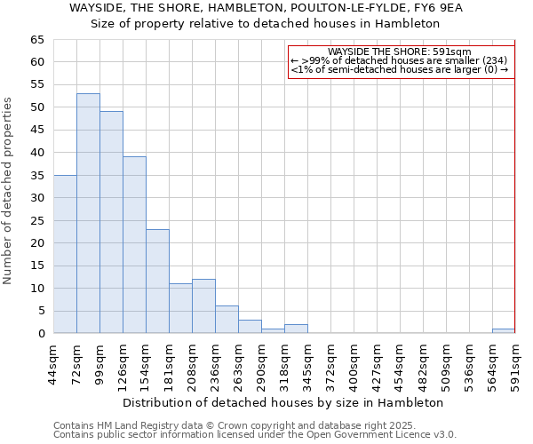 WAYSIDE, THE SHORE, HAMBLETON, POULTON-LE-FYLDE, FY6 9EA: Size of property relative to detached houses houses in Hambleton