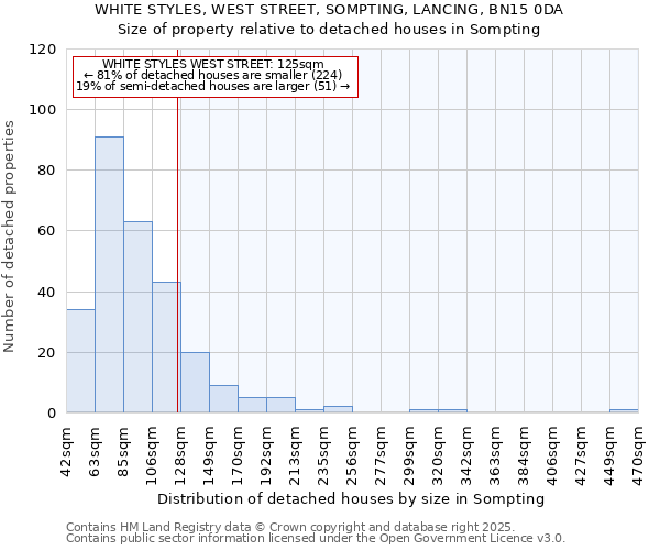 WHITE STYLES, WEST STREET, SOMPTING, LANCING, BN15 0DA: Size of property relative to detached houses houses in Sompting