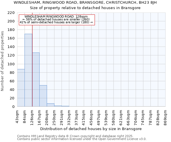 WINDLESHAM, RINGWOOD ROAD, BRANSGORE, CHRISTCHURCH, BH23 8JH: Size of property relative to detached houses houses in Bransgore