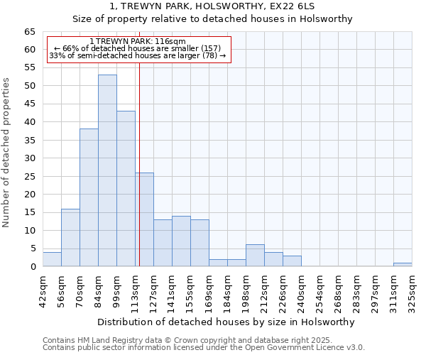 1, TREWYN PARK, HOLSWORTHY, EX22 6LS: Size of property relative to detached houses houses in Holsworthy