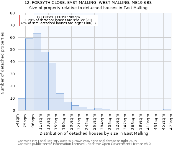 12, FORSYTH CLOSE, EAST MALLING, WEST MALLING, ME19 6BS: Size of property relative to detached houses houses in East Malling
