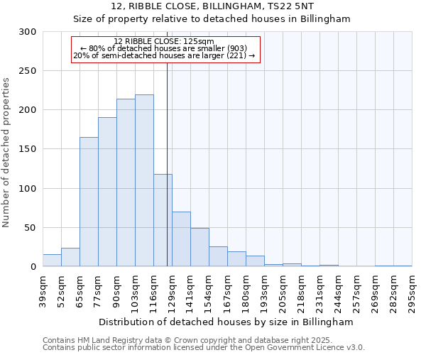 12, RIBBLE CLOSE, BILLINGHAM, TS22 5NT: Size of property relative to detached houses houses in Billingham