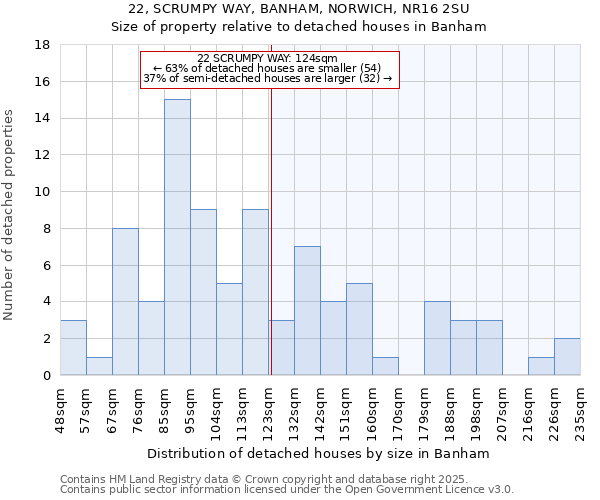 22, SCRUMPY WAY, BANHAM, NORWICH, NR16 2SU: Size of property relative to detached houses houses in Banham