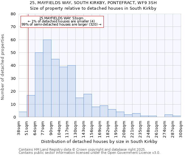 25, MAYFIELDS WAY, SOUTH KIRKBY, PONTEFRACT, WF9 3SH: Size of property relative to detached houses houses in South Kirkby