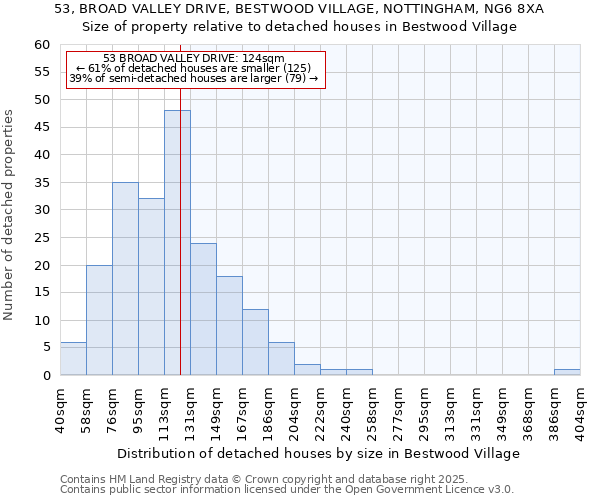 53, BROAD VALLEY DRIVE, BESTWOOD VILLAGE, NOTTINGHAM, NG6 8XA: Size of property relative to detached houses houses in Bestwood Village