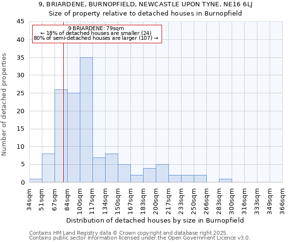 9, BRIARDENE, BURNOPFIELD, NEWCASTLE UPON TYNE, NE16 6LJ: Size of property relative to detached houses houses in Burnopfield