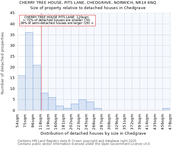 CHERRY TREE HOUSE, PITS LANE, CHEDGRAVE, NORWICH, NR14 6NQ: Size of property relative to detached houses houses in Chedgrave