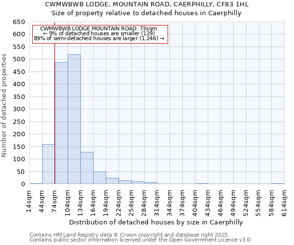 CWMWBWB LODGE, MOUNTAIN ROAD, CAERPHILLY, CF83 1HL: Size of property relative to detached houses houses in Caerphilly