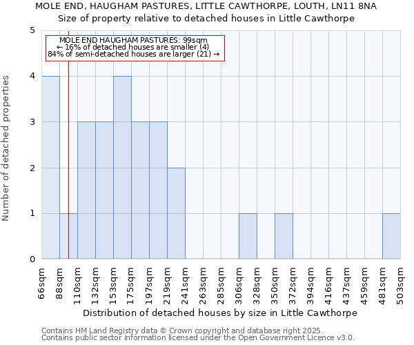 MOLE END, HAUGHAM PASTURES, LITTLE CAWTHORPE, LOUTH, LN11 8NA: Size of property relative to detached houses houses in Little Cawthorpe