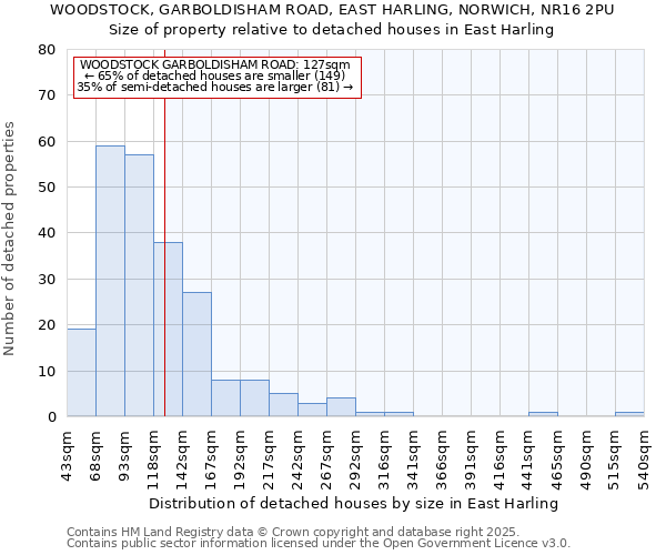 WOODSTOCK, GARBOLDISHAM ROAD, EAST HARLING, NORWICH, NR16 2PU: Size of property relative to detached houses houses in East Harling