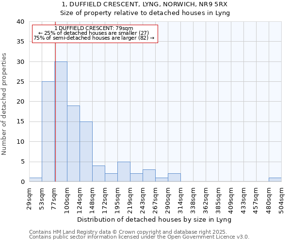 1, DUFFIELD CRESCENT, LYNG, NORWICH, NR9 5RX: Size of property relative to detached houses houses in Lyng