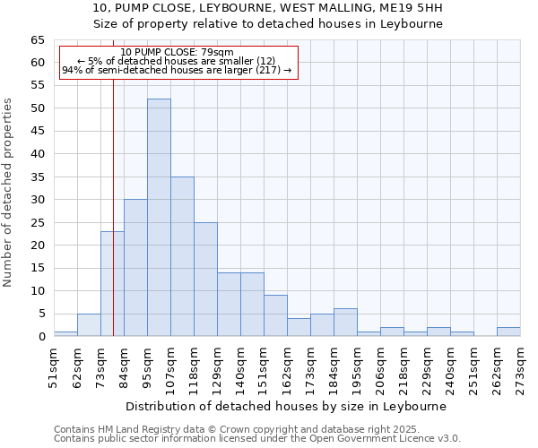 10, PUMP CLOSE, LEYBOURNE, WEST MALLING, ME19 5HH: Size of property relative to detached houses houses in Leybourne