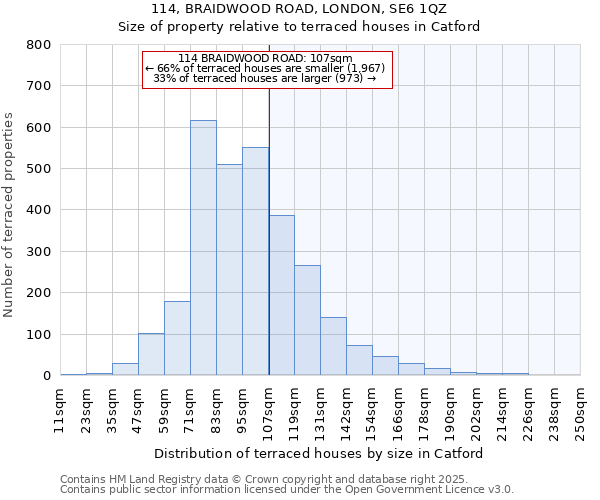 114, BRAIDWOOD ROAD, LONDON, SE6 1QZ: Size of property relative to terraced houses houses in Catford