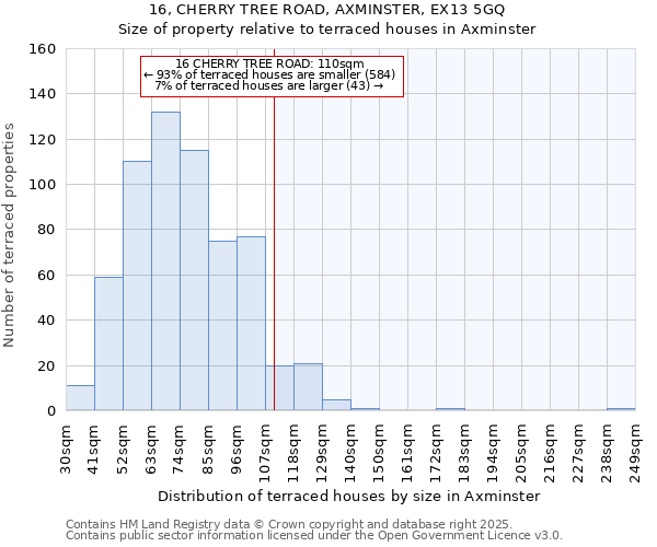 16, CHERRY TREE ROAD, AXMINSTER, EX13 5GQ: Size of property relative to terraced houses houses in Axminster
