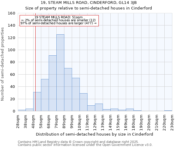 19, STEAM MILLS ROAD, CINDERFORD, GL14 3JB: Size of property relative to semi-detached houses houses in Cinderford
