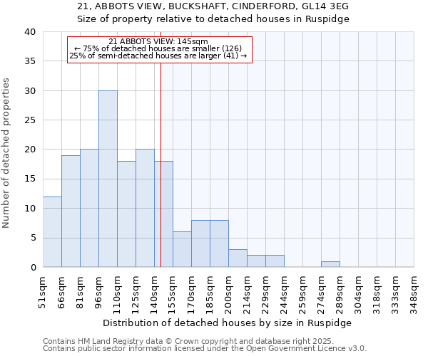 21, ABBOTS VIEW, BUCKSHAFT, CINDERFORD, GL14 3EG: Size of property relative to detached houses houses in Ruspidge