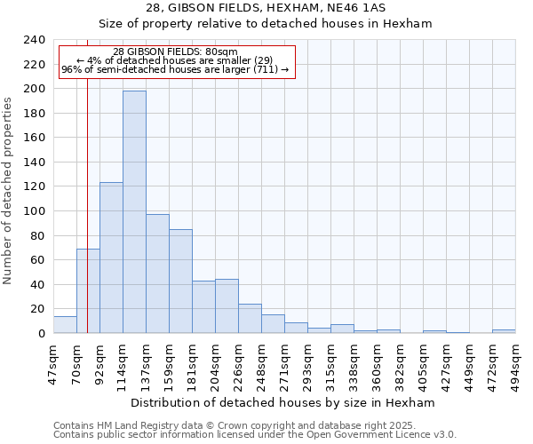 28, GIBSON FIELDS, HEXHAM, NE46 1AS: Size of property relative to detached houses houses in Hexham