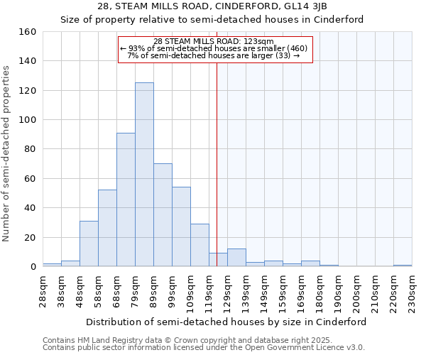 28, STEAM MILLS ROAD, CINDERFORD, GL14 3JB: Size of property relative to semi-detached houses houses in Cinderford
