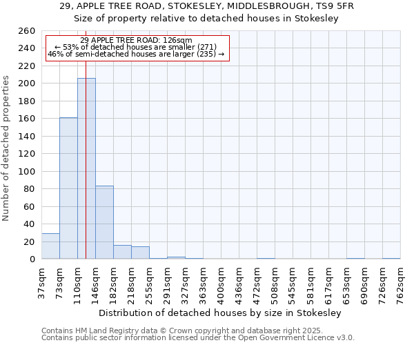 29, APPLE TREE ROAD, STOKESLEY, MIDDLESBROUGH, TS9 5FR: Size of property relative to detached houses houses in Stokesley