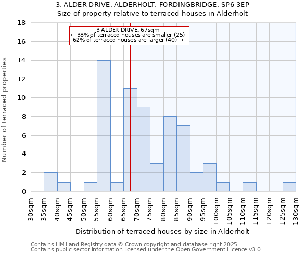 3, ALDER DRIVE, ALDERHOLT, FORDINGBRIDGE, SP6 3EP: Size of property relative to terraced houses houses in Alderholt