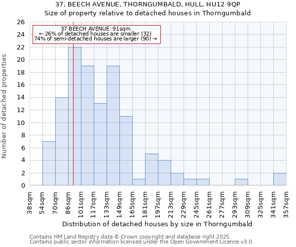 37, BEECH AVENUE, THORNGUMBALD, HULL, HU12 9QP: Size of property relative to detached houses houses in Thorngumbald