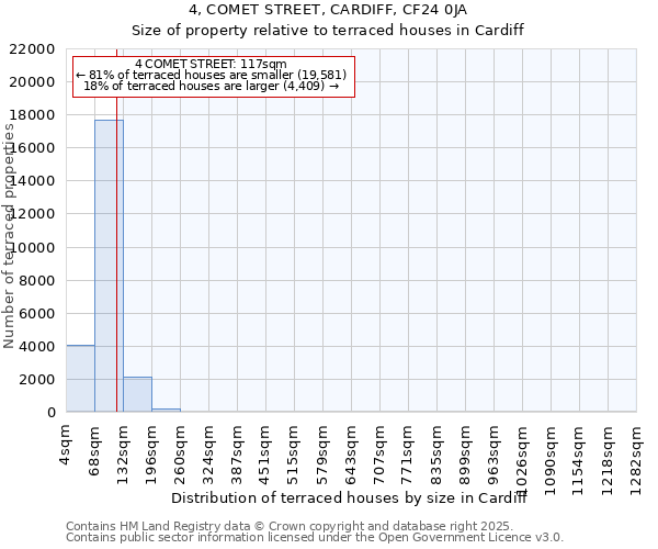 4, COMET STREET, CARDIFF, CF24 0JA: Size of property relative to terraced houses houses in Cardiff