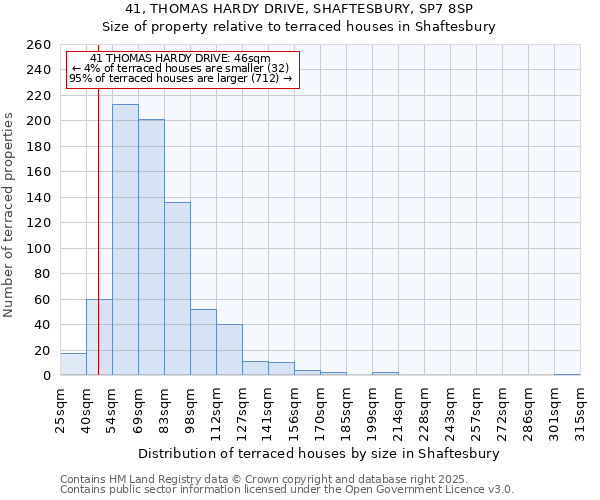 41, THOMAS HARDY DRIVE, SHAFTESBURY, SP7 8SP: Size of property relative to terraced houses houses in Shaftesbury