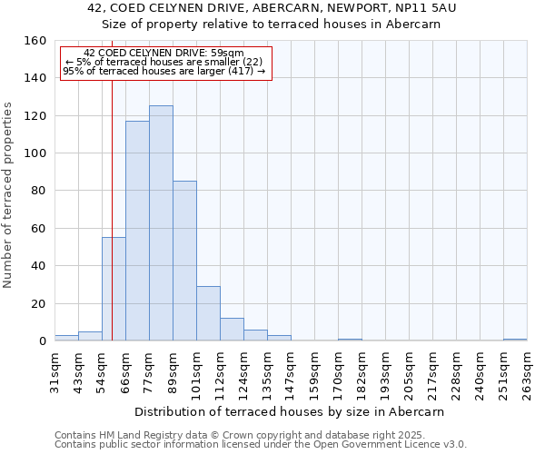 42, COED CELYNEN DRIVE, ABERCARN, NEWPORT, NP11 5AU: Size of property relative to terraced houses houses in Abercarn