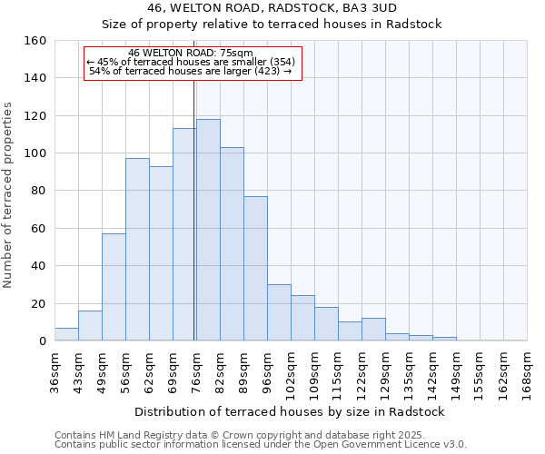 46, WELTON ROAD, RADSTOCK, BA3 3UD: Size of property relative to terraced houses houses in Radstock