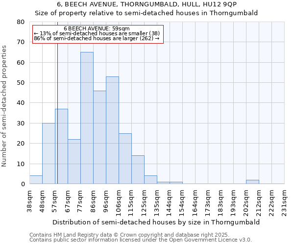 6, BEECH AVENUE, THORNGUMBALD, HULL, HU12 9QP: Size of property relative to semi-detached houses houses in Thorngumbald