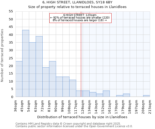 6, HIGH STREET, LLANIDLOES, SY18 6BY: Size of property relative to terraced houses houses in Llanidloes