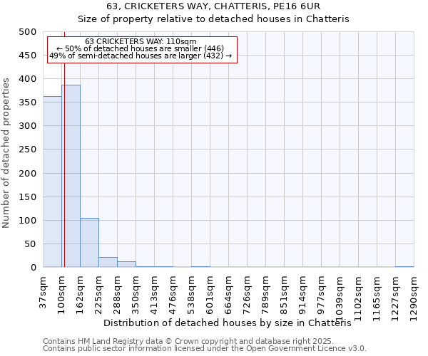 63, CRICKETERS WAY, CHATTERIS, PE16 6UR: Size of property relative to detached houses houses in Chatteris
