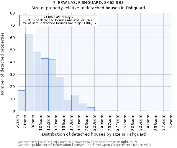 7, ERW LAS, FISHGUARD, SA65 9BS: Size of property relative to detached houses houses in Fishguard