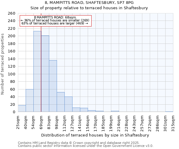 8, MAMPITTS ROAD, SHAFTESBURY, SP7 8PG: Size of property relative to terraced houses houses in Shaftesbury