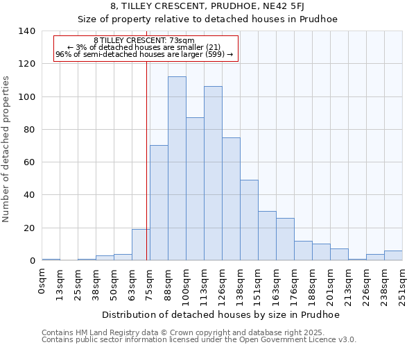 8, TILLEY CRESCENT, PRUDHOE, NE42 5FJ: Size of property relative to detached houses houses in Prudhoe
