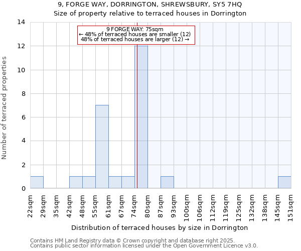 9, FORGE WAY, DORRINGTON, SHREWSBURY, SY5 7HQ: Size of property relative to terraced houses houses in Dorrington