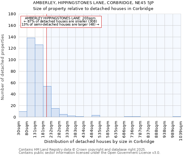 AMBERLEY, HIPPINGSTONES LANE, CORBRIDGE, NE45 5JP: Size of property relative to detached houses houses in Corbridge