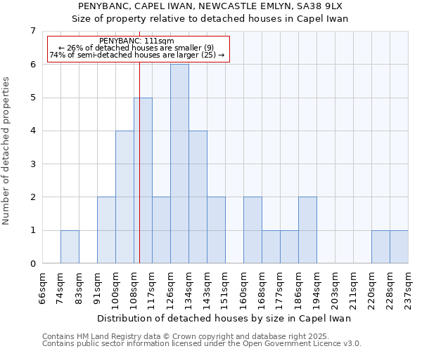 PENYBANC, CAPEL IWAN, NEWCASTLE EMLYN, SA38 9LX: Size of property relative to detached houses houses in Capel Iwan